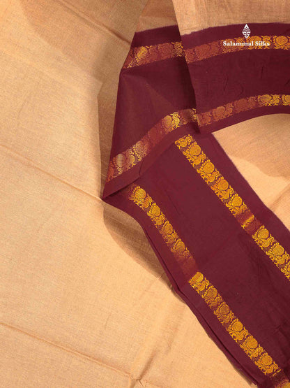 Sungudi Cotton Saree - Orange Colour Plain Body With Contrast Magenta Pink Gap Border