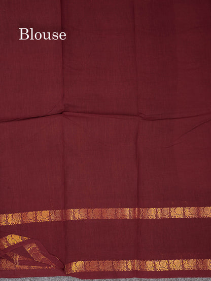Sungudi Cotton Saree - Orange Colour Plain Body With Contrast Magenta Pink Gap Border