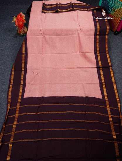 Sungudi Cotton Saree - Onion Pink Colour Plain Body With Contrast Dark Magenta Gap Border