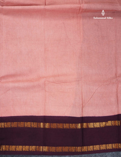 Sungudi Cotton Saree - Orange Colour Plain Body With Contrast Magenta Pink Gap Border
