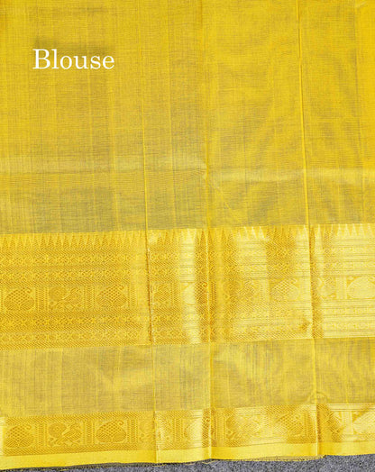 Pure Silk Cotton Saree - Black Parrot Butta Along With Traditional Evening Morning Border