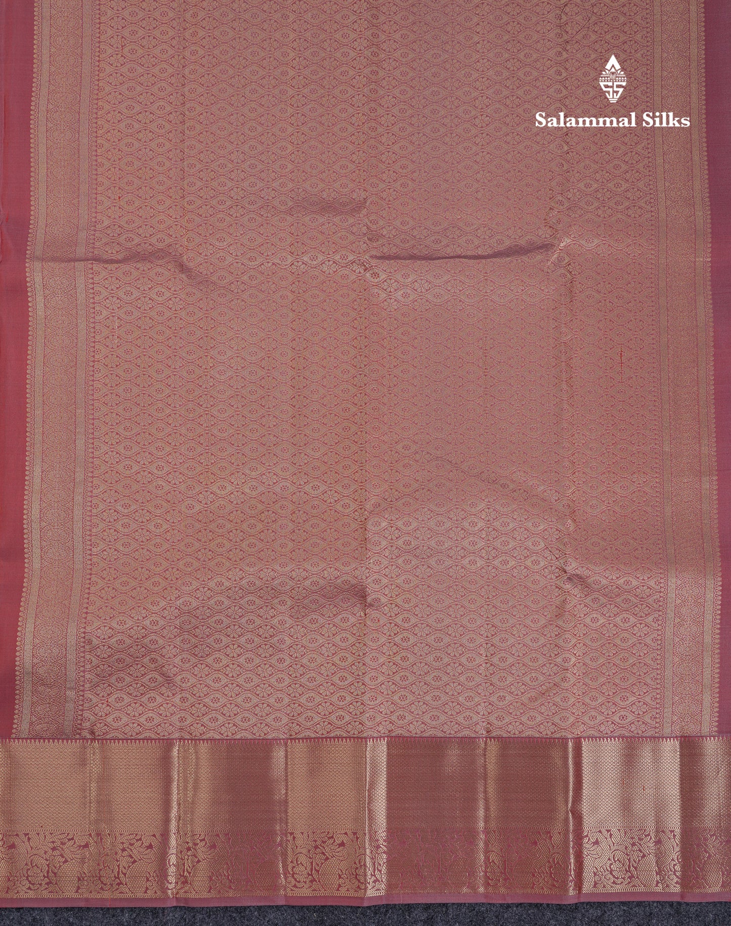 Beautiful Onion Pink Pure Kanjivaram Silk Saree With Traditional Border