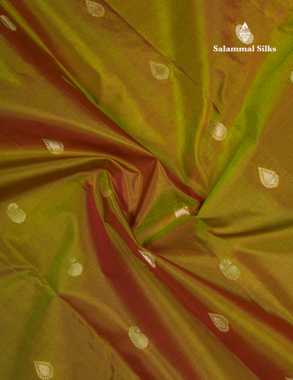 Beautiful Manthulir Yellow Pure Kanjivaram Silk Saree With Contrast Red Border