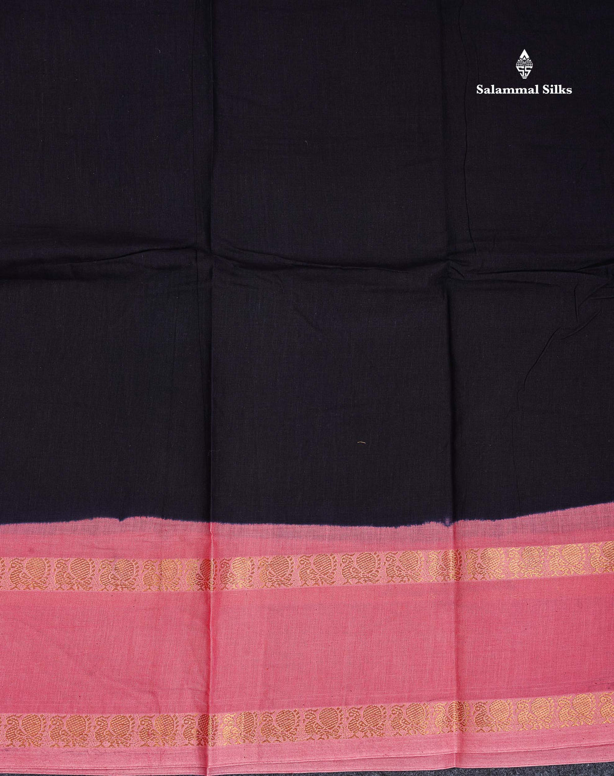 Sungudi Cotton Saree - Orange Colour Body Plain With Contrast Black Gap Border