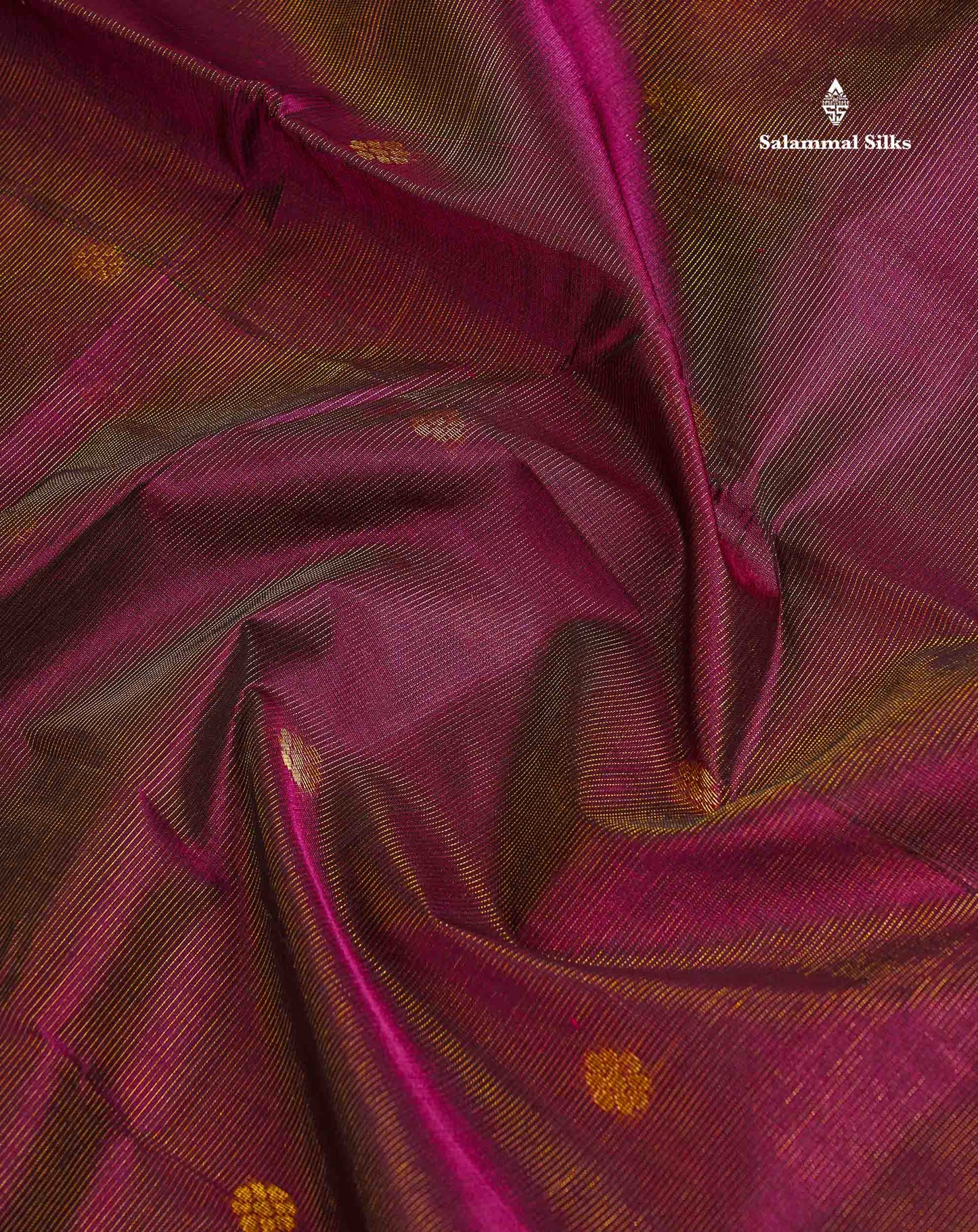 Pure Silk Cotton Saree - Magenta Vaira Oosi Lines With Butta Along With Contrast Dual Tone Sapphire Green Traditional Border