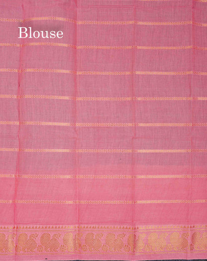 Sungudi Cotton Saree - Orange Colour Body Plain With Contrast Black Gap Border