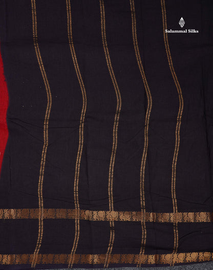 Sungudi Cotton Saree - Orange Colour Plain Body With Contrast Magenta Pink Gap Border