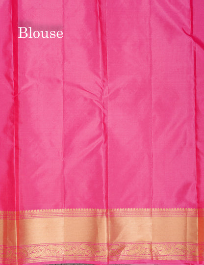 Beautiful Dark Maroon Pure Kanjivaram Silk Saree With Traditional Border