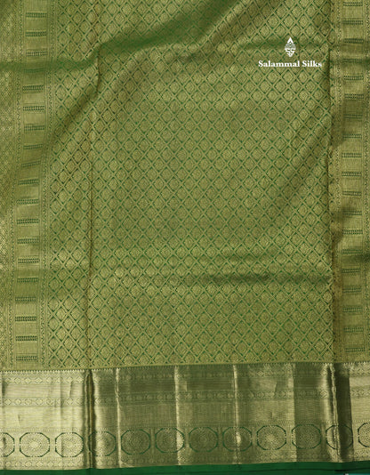 Purple Vanasingaram Bridal Pure Kanjivaram Silk Saree With Contrast Bottle Green Border