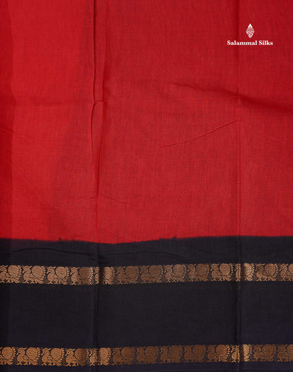 Sungudi Cotton Saree - Orange Colour Plain Body With Contrast Magenta Pink Gap Border