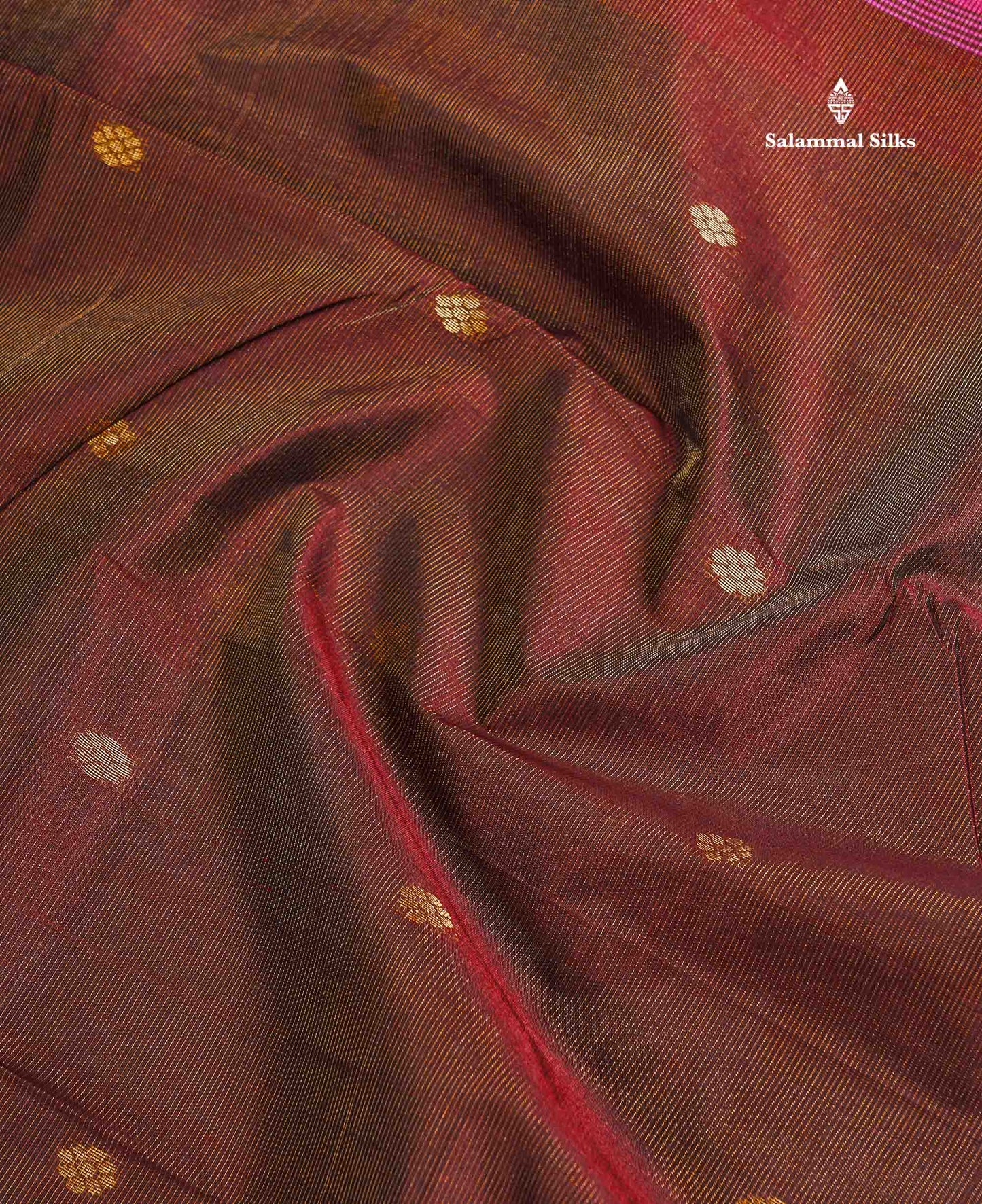 Pure Silk Cotton Saree - Brown Vaira Oosi Lines With Butta Along With Contrast Maroon Traditional Border
