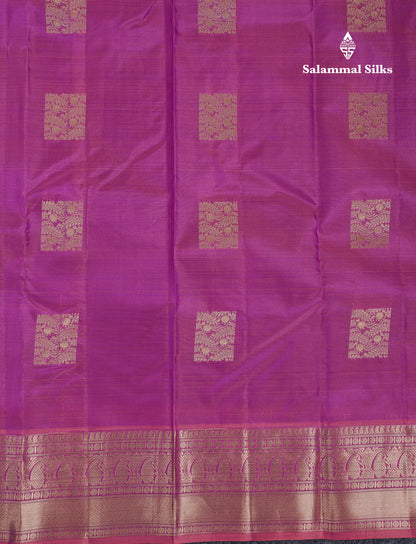 Beautiful Light Purple Pure Kanjivaram Silk Saree With Traditional Border