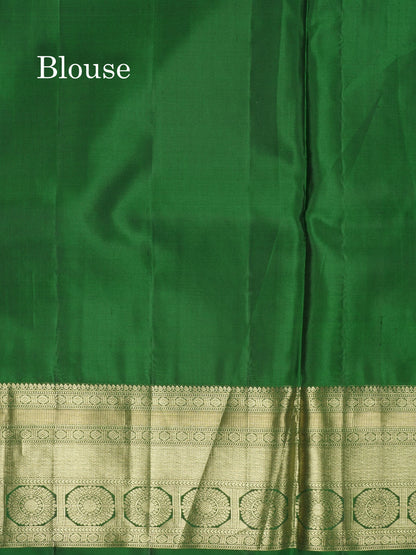 Purple Vanasingaram Bridal Pure Kanjivaram Silk Saree With Contrast Bottle Green Border