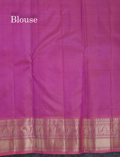Beautiful Light Purple Pure Kanjivaram Silk Saree With Traditional Border