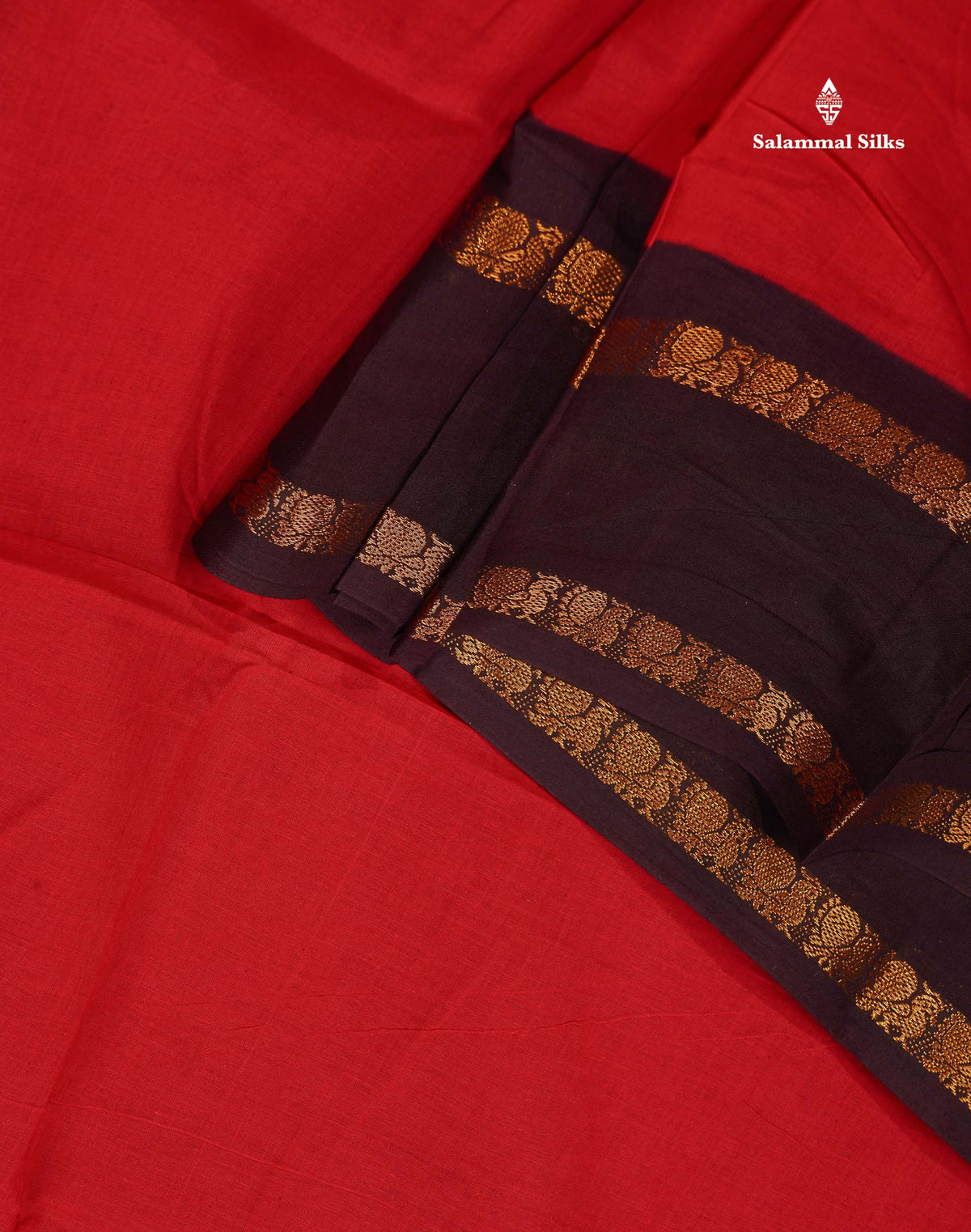 Sungudi Cotton Saree - Orange Colour Body Plain With Contrast Black Gap Border