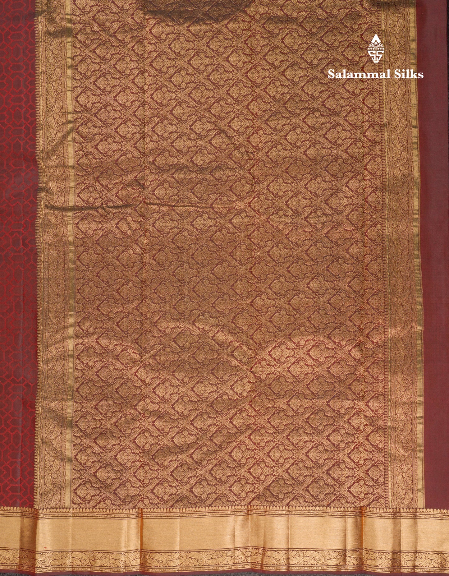Beautiful Dark Maroon Pure Kanjivaram Silk Saree With Traditional Border