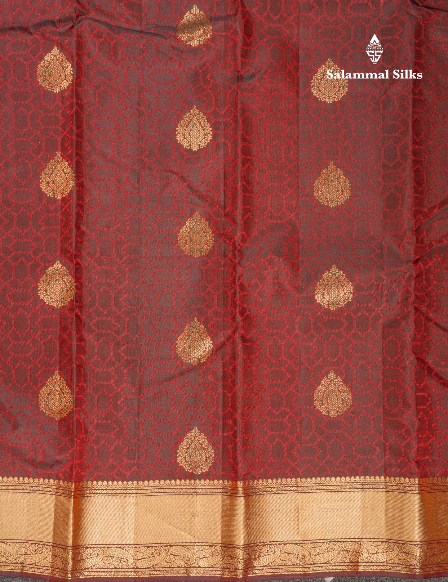 Beautiful Dark Maroon Pure Kanjivaram Silk Saree With Traditional Border