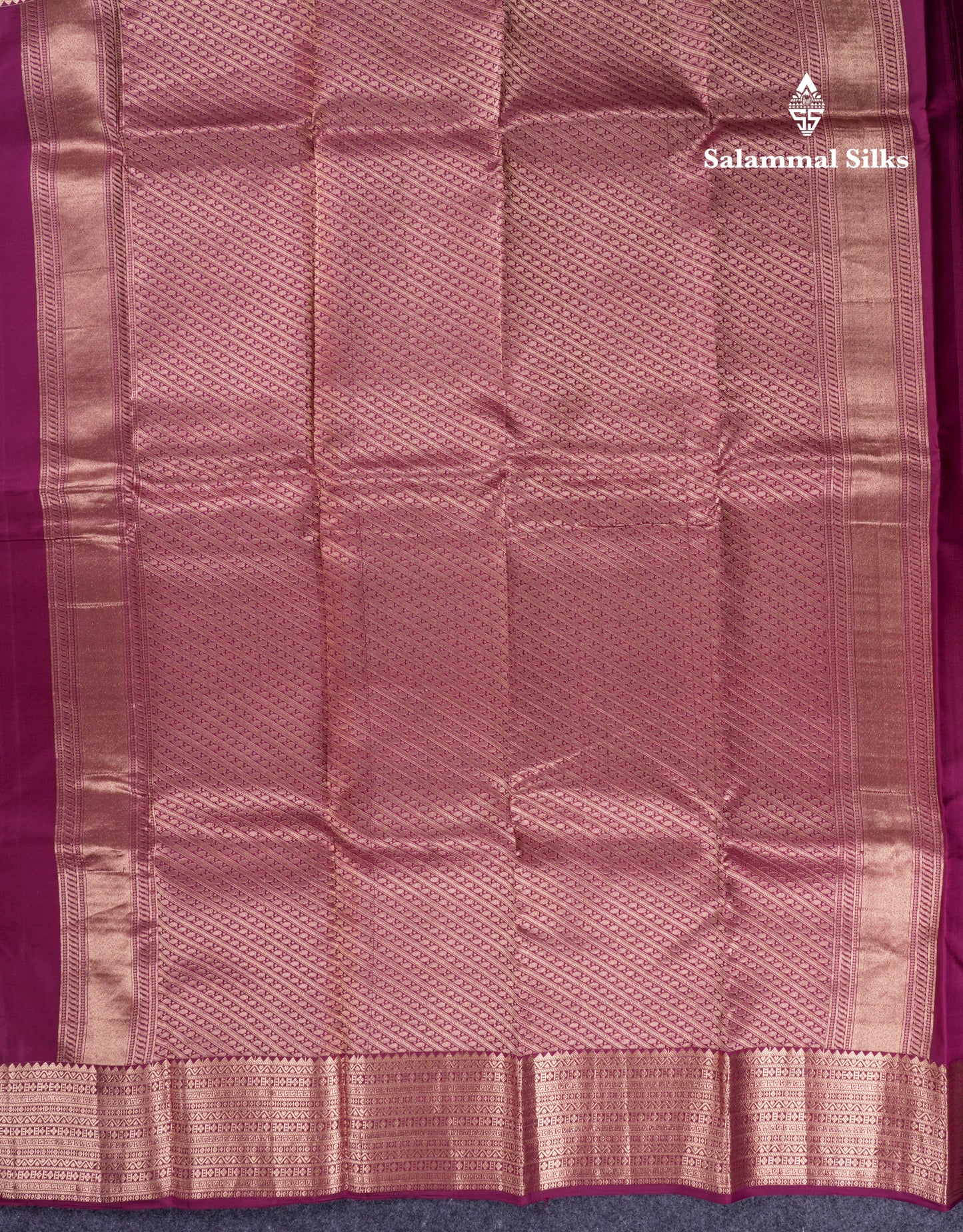 Beautiful Dark Magenta Plain Pure Kanjivaram Silk Saree With Traditional Border