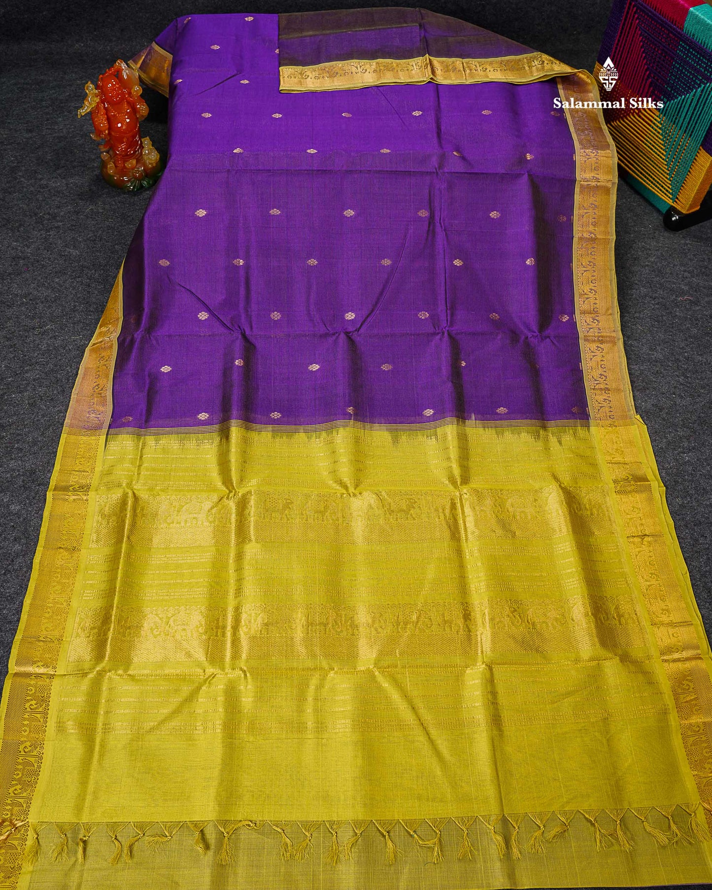 Full View Of Purple Pure Silk Cotton Saree
