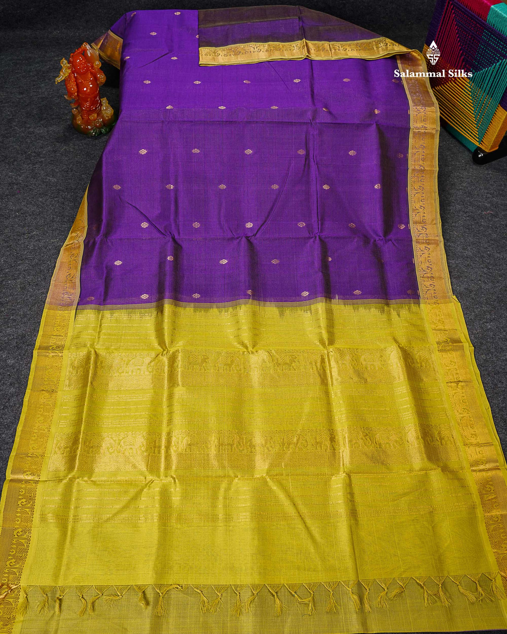 Full View Of Purple Pure Silk Cotton Saree