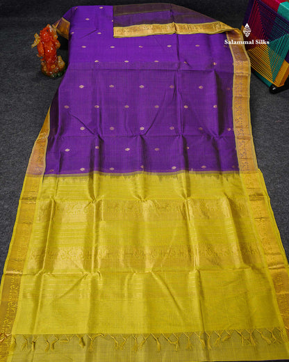 Full View Of Purple Pure Silk Cotton Saree