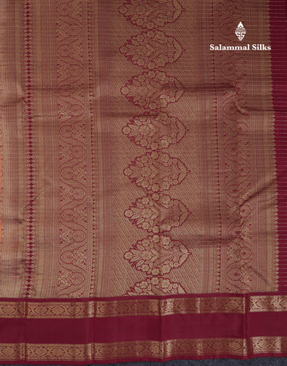 Beautiful Half White Traditional Checks And Buttas Pure Kanjivaram Silk Saree With Contrast Violet Border
