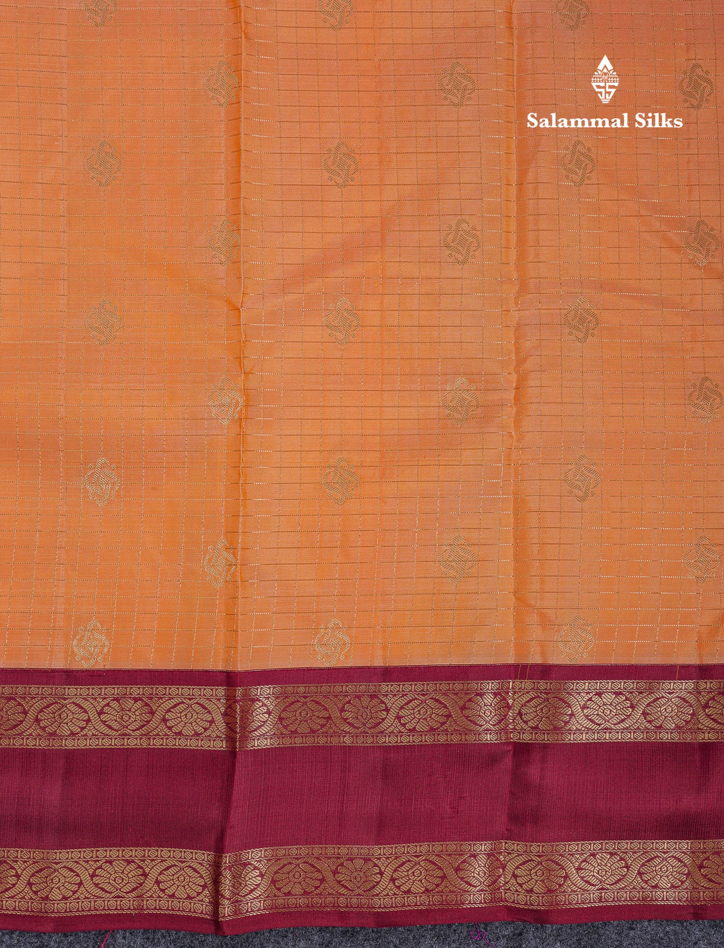 Beautiful Half White Traditional Checks And Buttas Pure Kanjivaram Silk Saree With Contrast Violet Border