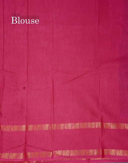 Sungudi Cotton Saree - Orange Colour Plain Body With Contrast Magenta Pink Gap Border