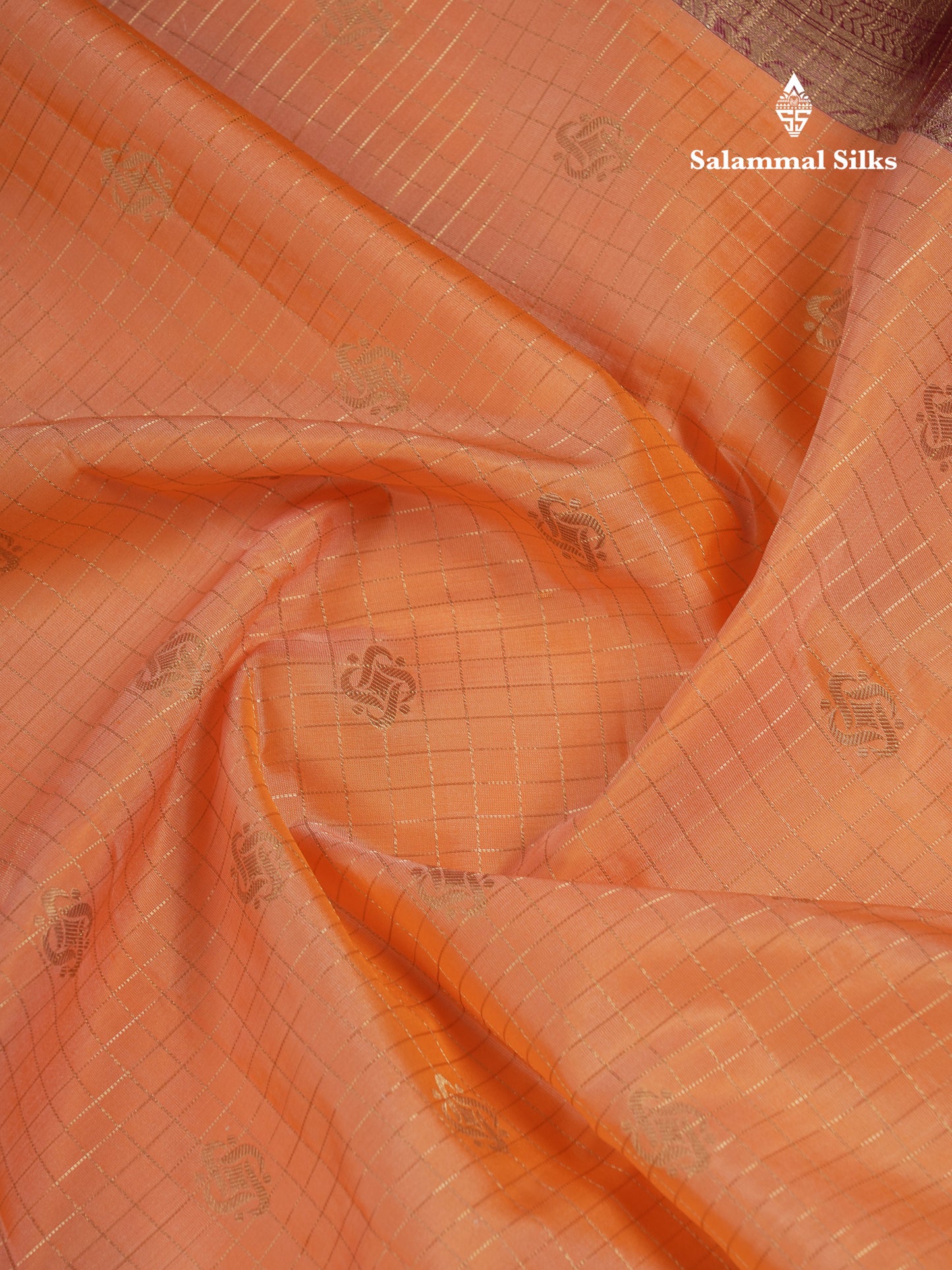 Beautiful Half White Traditional Checks And Buttas Pure Kanjivaram Silk Saree With Contrast Violet Border