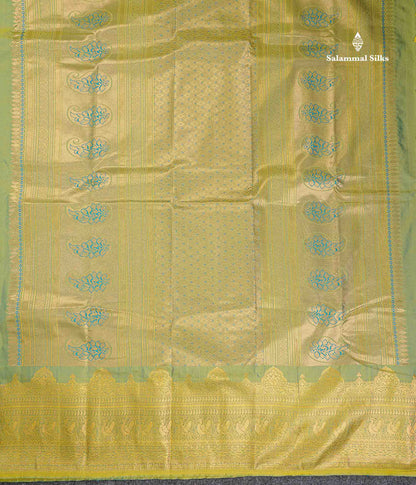 Semi Silk Saree - Maroon Colour Body Zari Butta With Traditional Turning Border