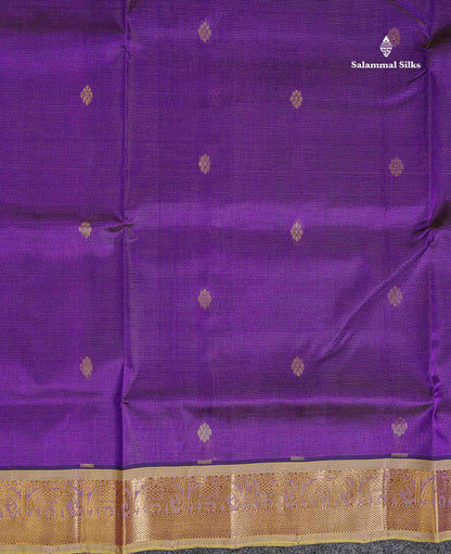 Pure Silk Cotton Saree - Purple Colour Body Vaira Oosi Lines With Butta Along With Contrast Manthulir Green Traditional Border