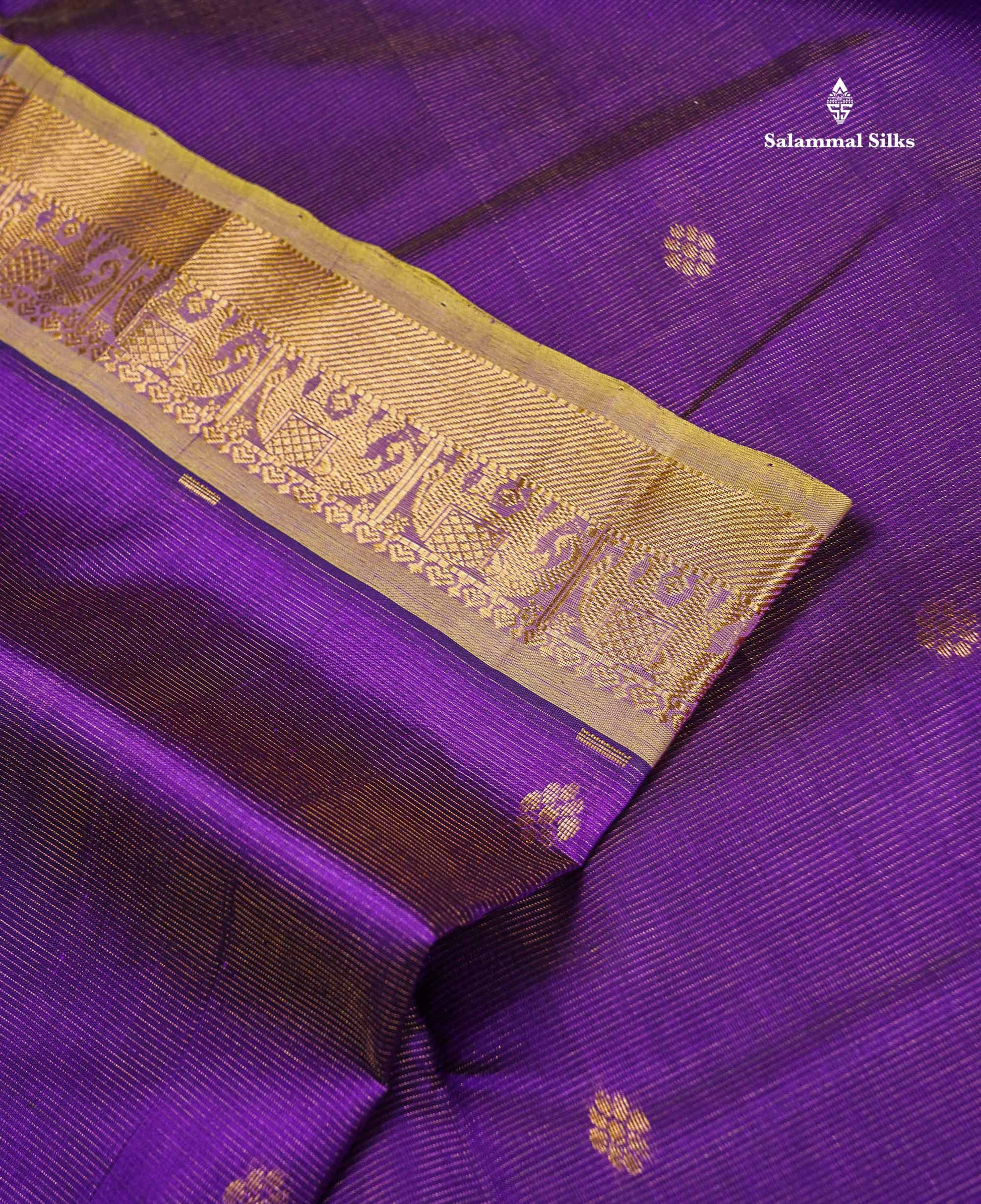 Manthulir Green Border Of Purple Pure Silk Cotton Saree