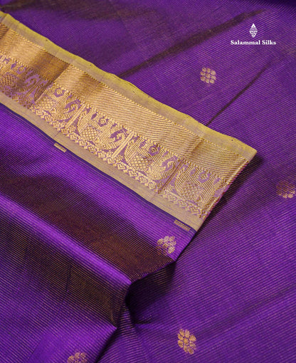 Manthulir Green Border Of Purple Pure Silk Cotton Saree