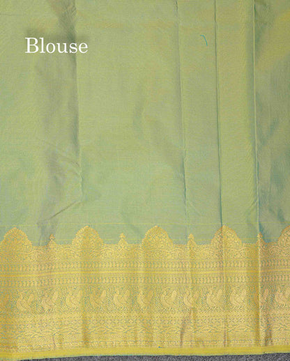 Semi Silk Saree - Maroon Colour Body Zari Butta With Traditional Turning Border
