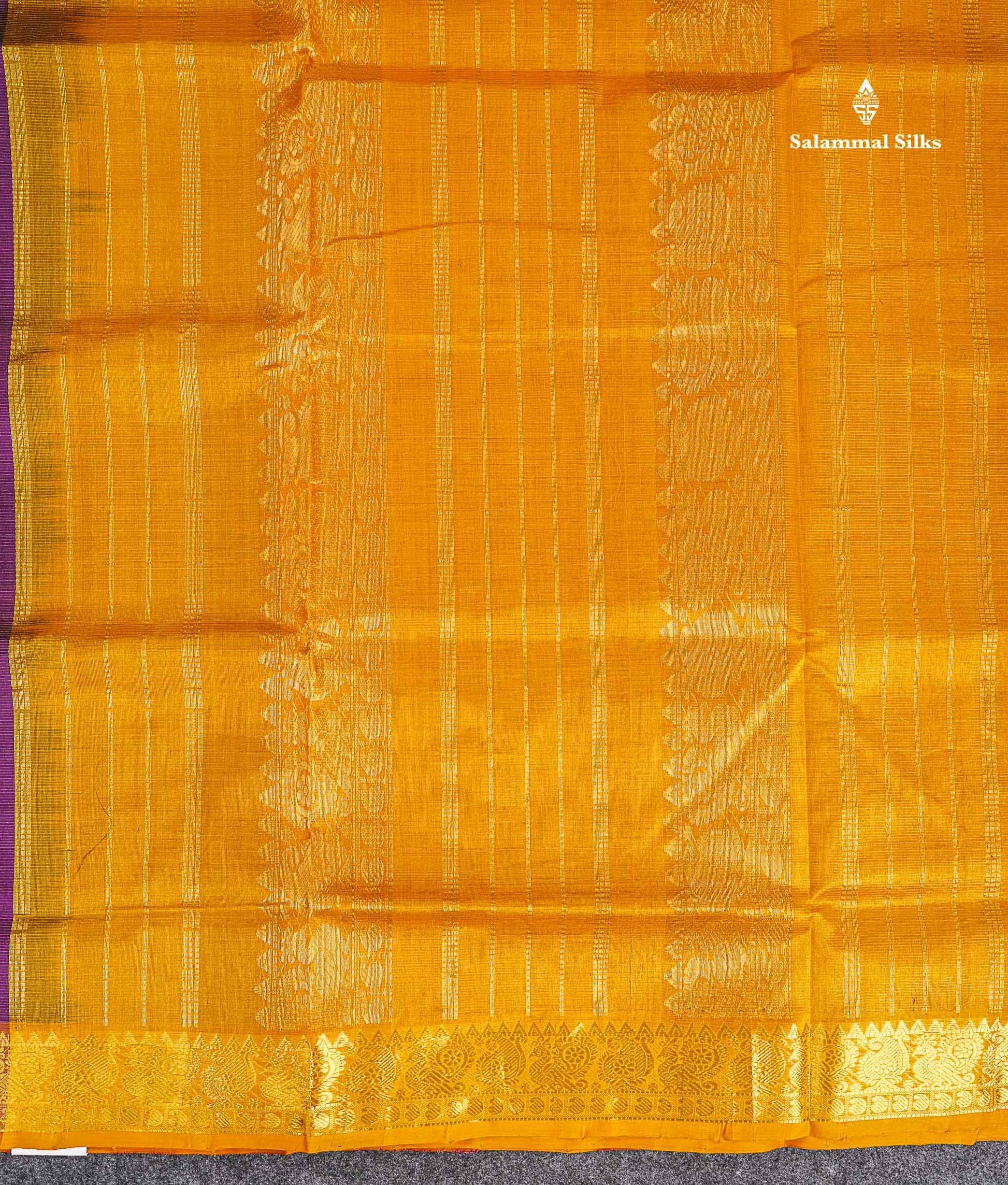 Pallu Of Dark Purple Pure Silk Cotton Saree
