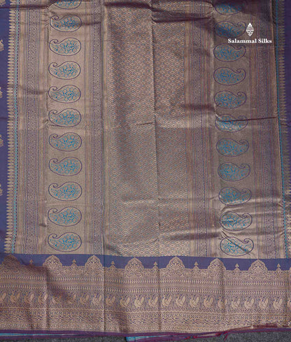 Semi Silk Saree - Maroon Colour Body Zari Butta With Traditional Turning Border