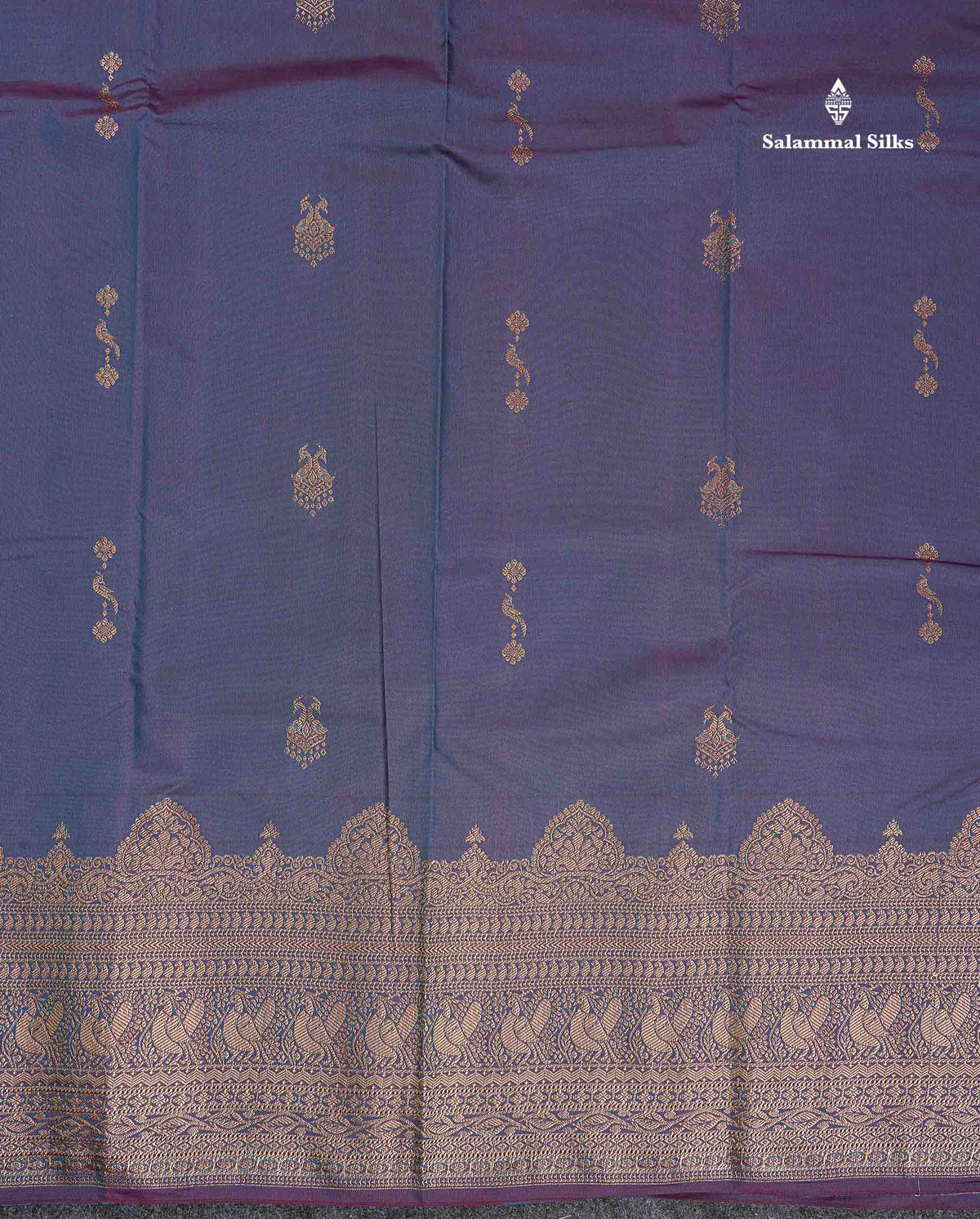 Semi Silk Saree - Maroon Colour Body Zari Butta With Traditional Turning Border