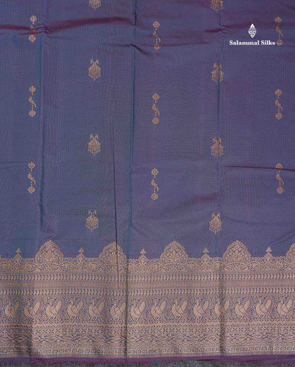 Semi Silk Saree - Maroon Colour Body Zari Butta With Traditional Turning Border