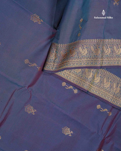 Semi Silk Saree - Maroon Colour Body Zari Butta With Traditional Turning Border