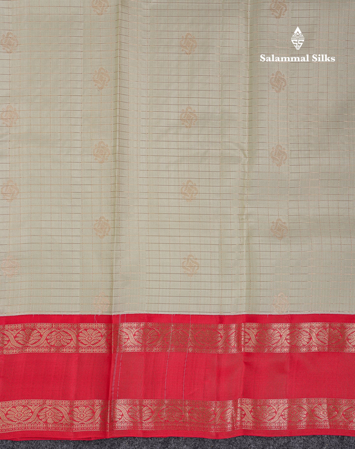Beautiful Half White Traditional Checks And Buttas Pure Kanjivaram Silk Saree With Contrast Violet Border