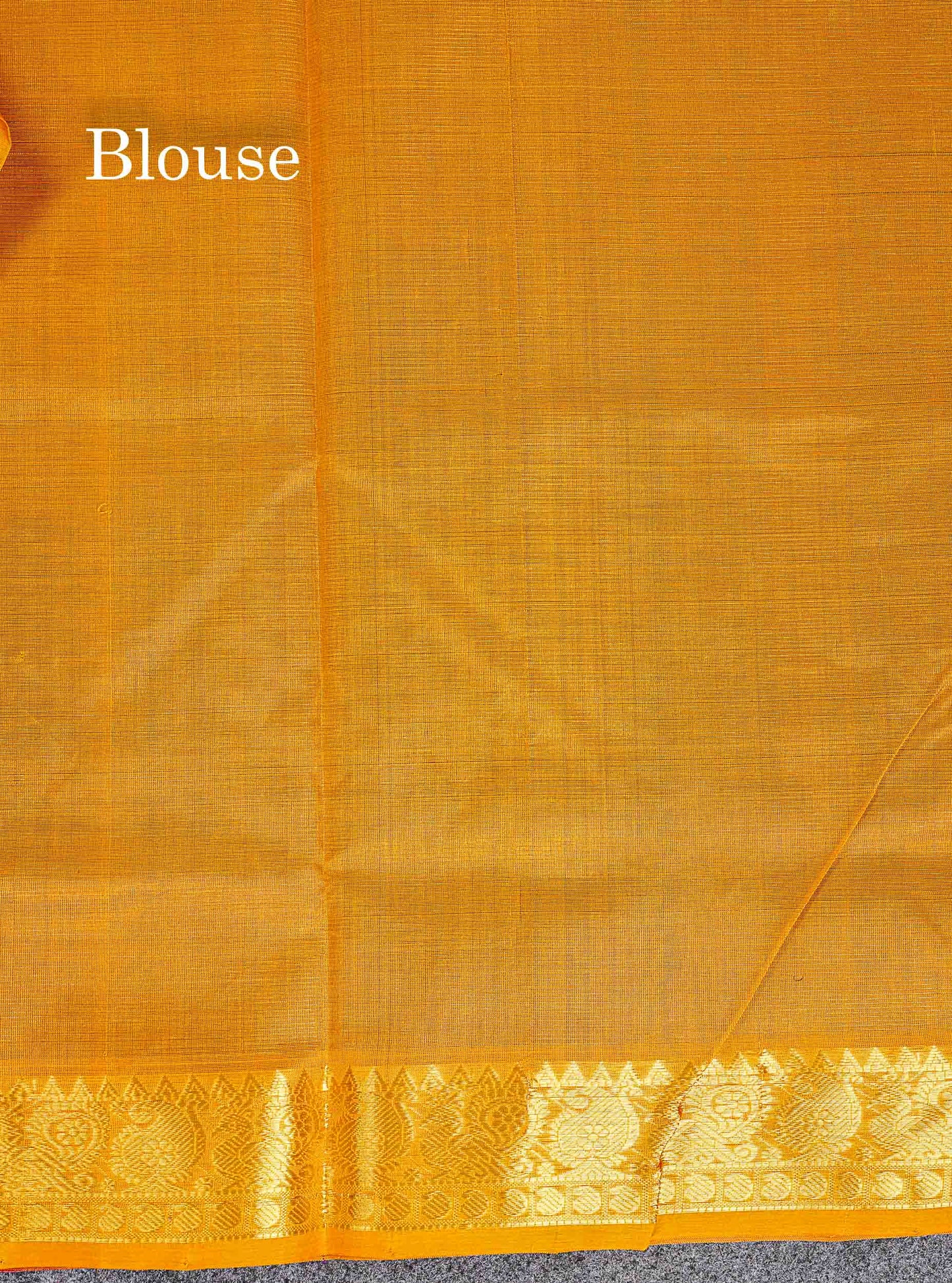 Contrast Mustard Yellow Blouse Of Dark Purple Pure Silk Cotton Saree