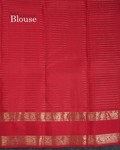 Beautiful Half White Traditional Checks And Buttas Pure Kanjivaram Silk Saree With Contrast Violet Border