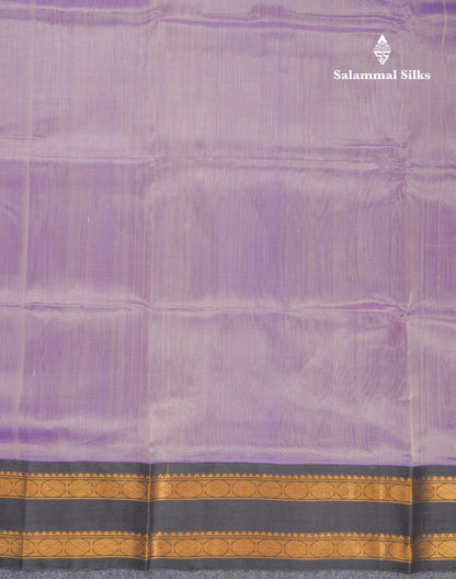 Light Lavender Plain Pure Silk Cotton Saree With Contrast Black Traditional Rettapet Border