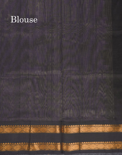 Light Lavender Plain Pure Silk Cotton Saree With Contrast Black Traditional Rettapet Border
