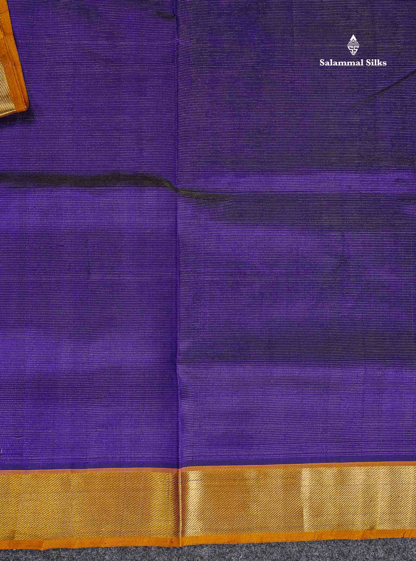 Pure Silk Cotton Saree - Violet Vaira Oosi Lines Along With Contrast Mustard Yellow Traditional Border