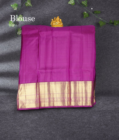 Pure Silk Pattu Pavadai ( Mustard Yellow ) With Violet Blouse 44"