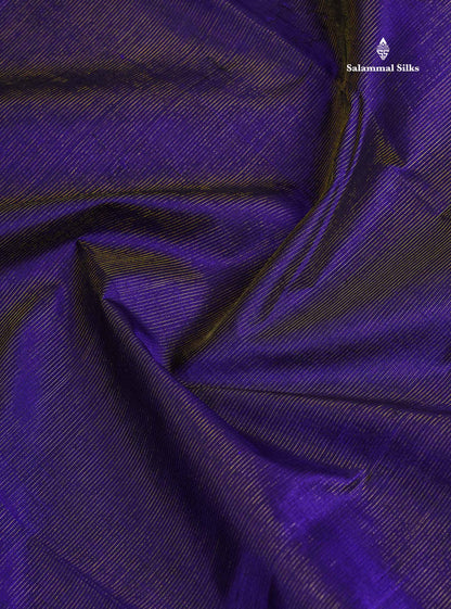 Pure Silk Cotton Saree - Violet Vaira Oosi Lines Along With Contrast Mustard Yellow Traditional Border