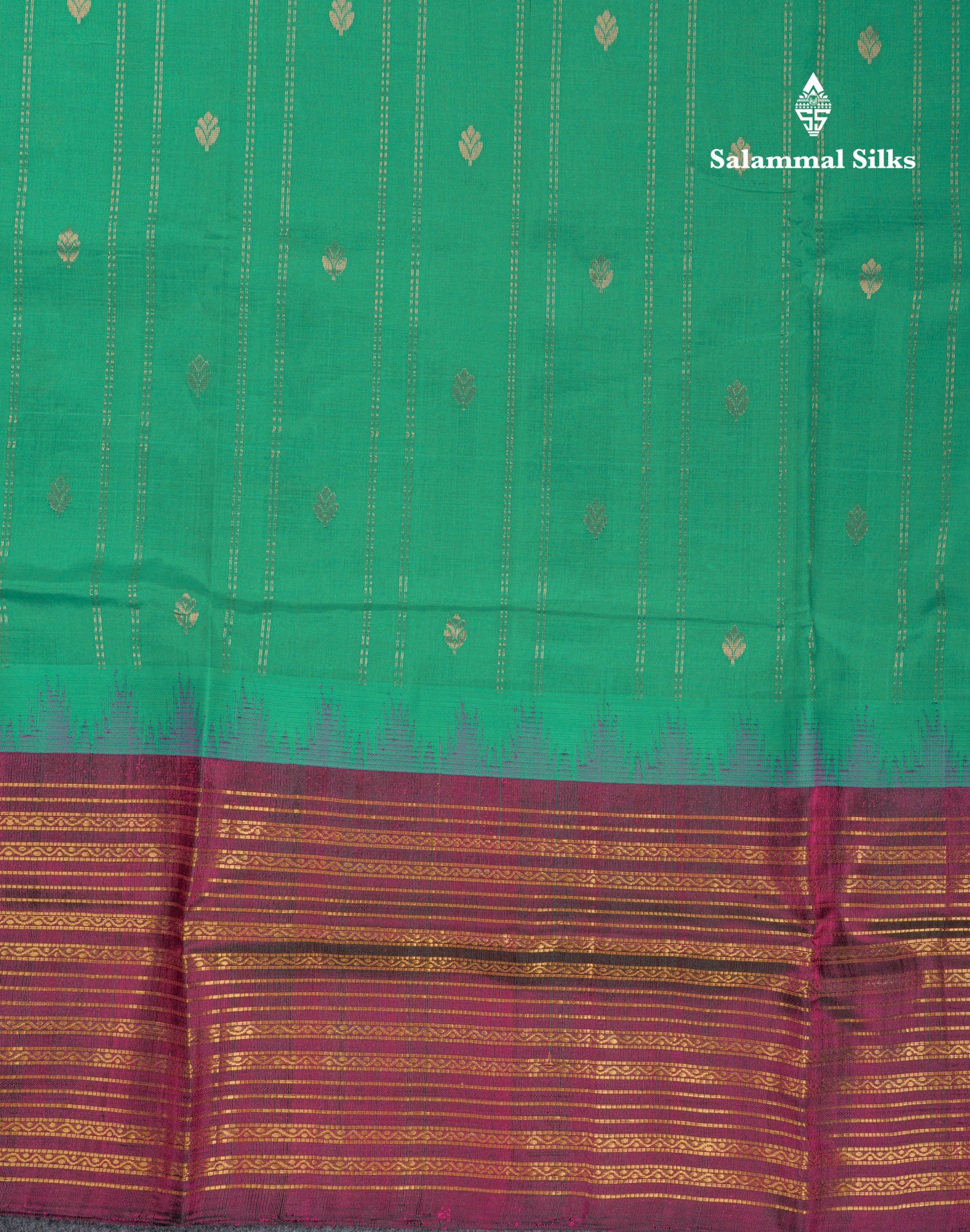 Sea Green Pure Silk Cotton Saree With Contrast Magenta Traditional Evening Moning Border