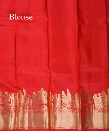 Beautiful Chilly Red Pure Kanjivaram Pure Silk Saree with Traditional Pallaku Border