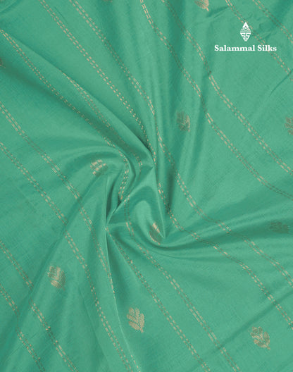 Sea Green Pure Silk Cotton Saree With Contrast Magenta Traditional Evening Moning Border